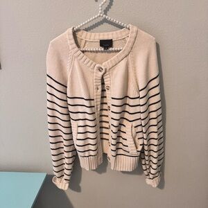 Lumiere Cream and Black Striped Cardigan